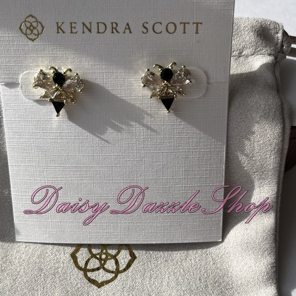 โจNew Kendra Scott Bee Goldโ Plated Stud Earrings Crystal๐